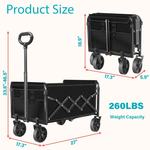 Yollber wagon cart with adjustable handle for comfortable pulling at any height.