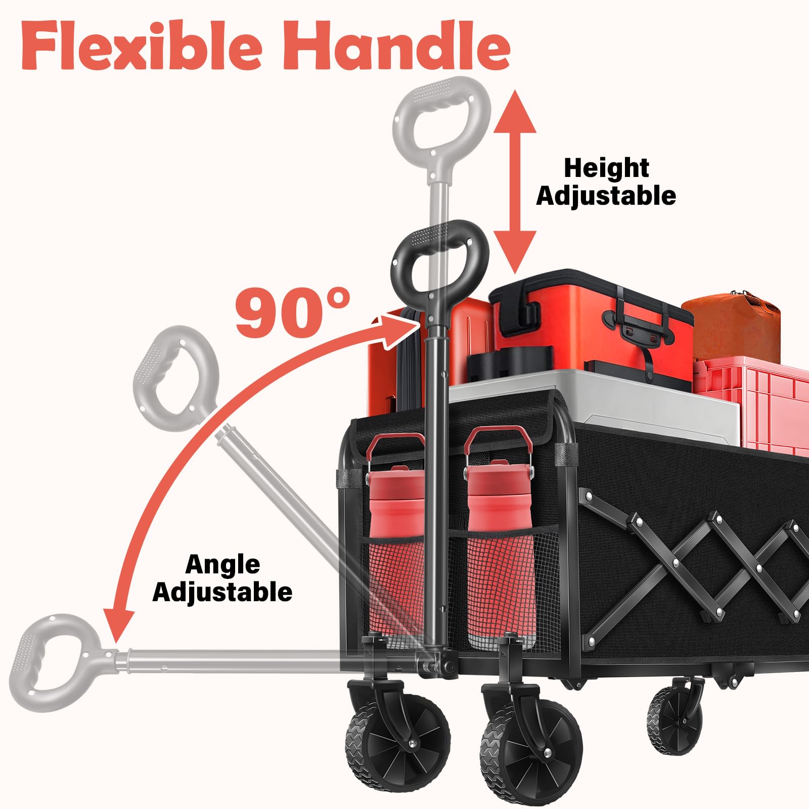 Yollber Wagons Cart foldable storage folded emphasizes space-saving design.