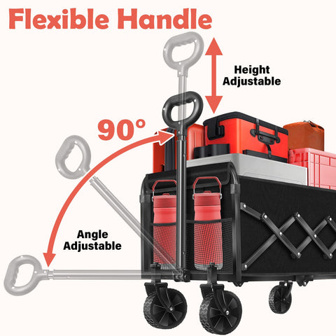 Yollber Wagons Cart foldable storage folded emphasizes space-saving design.