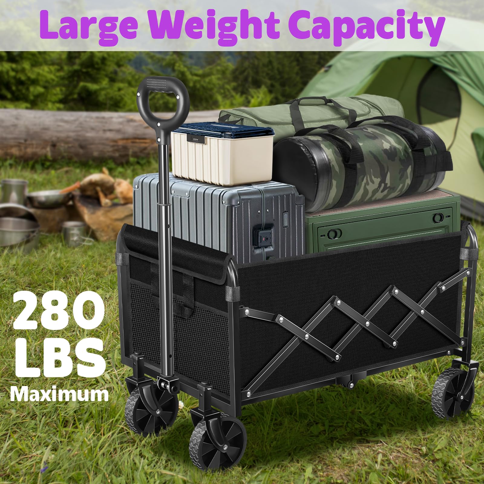 Folded wagon fits under beds or in small car trunks
