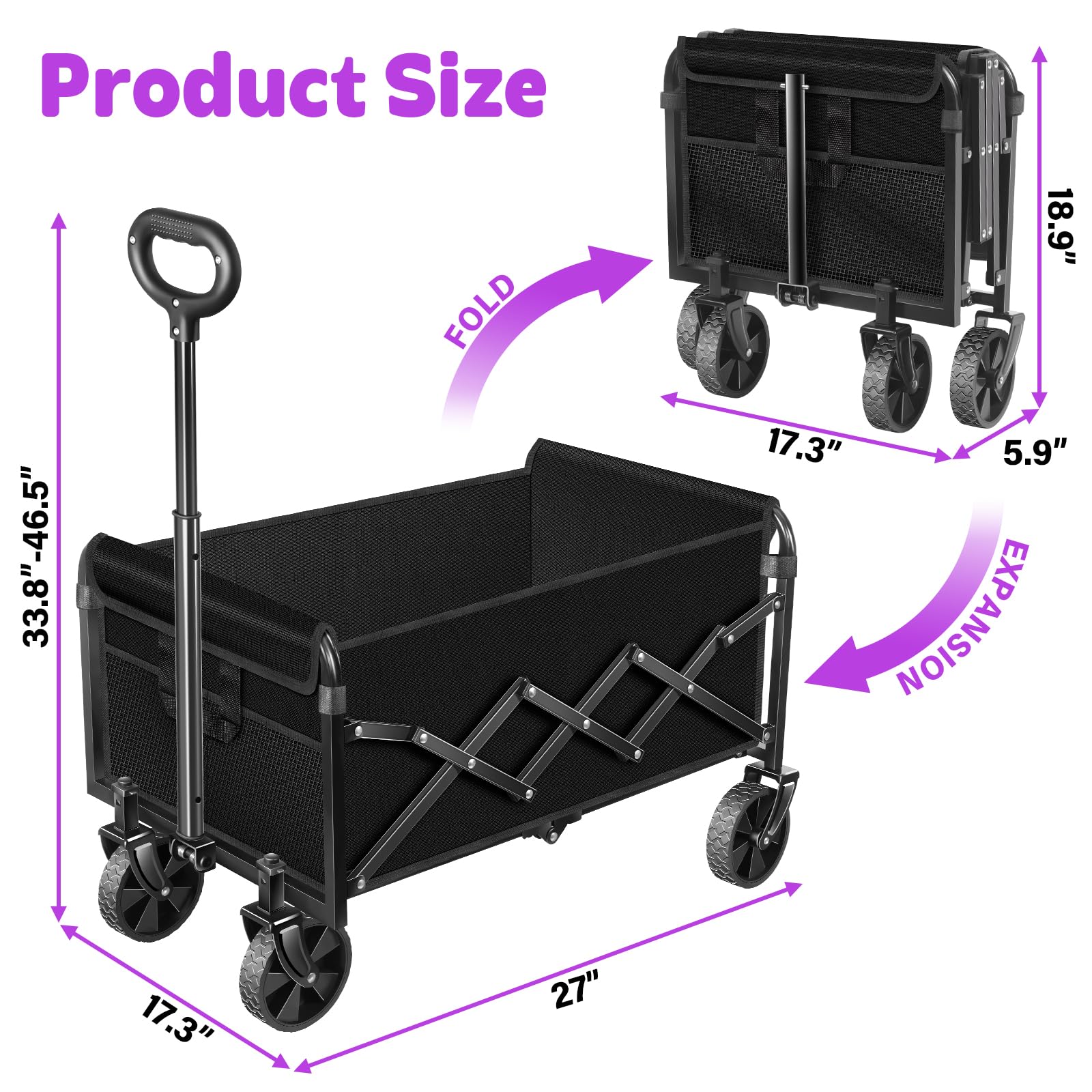 Yollber wagon with 100-liter basket for large-capacity shopping