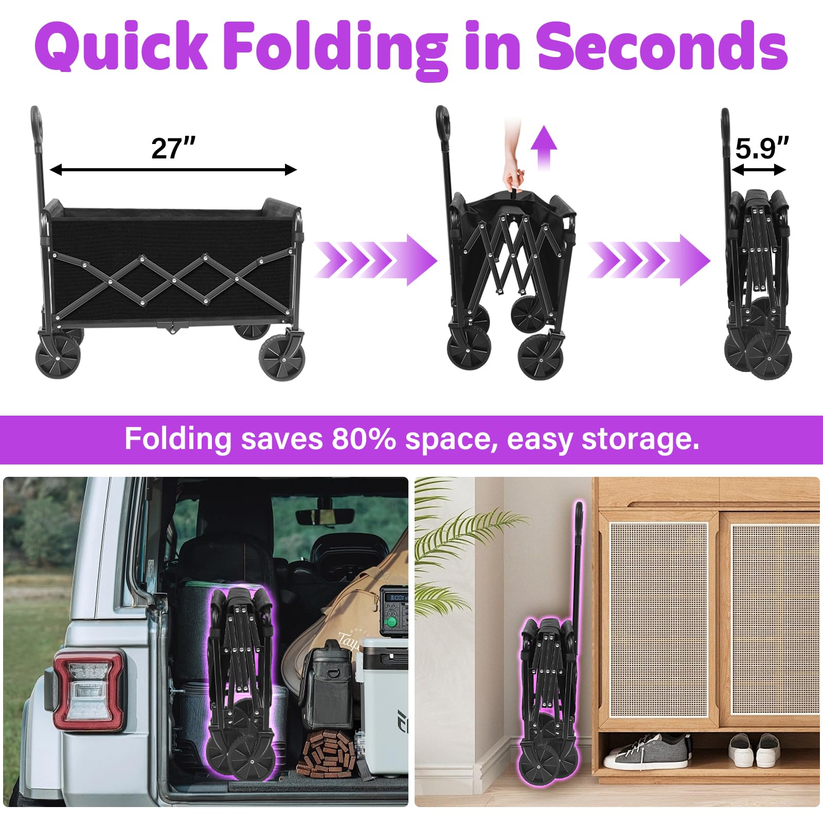 Removable wheels on Yollber wagon simplify cleaning after outdoor use