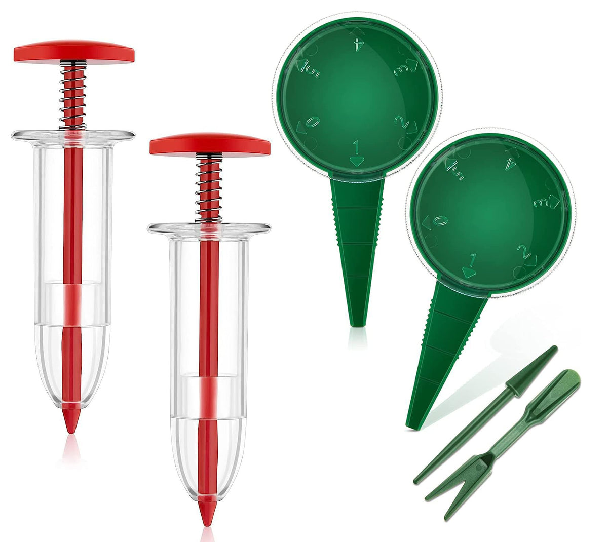 Yomitek mini seed planter set with handheld dispensers for precise sowing in small gardens.