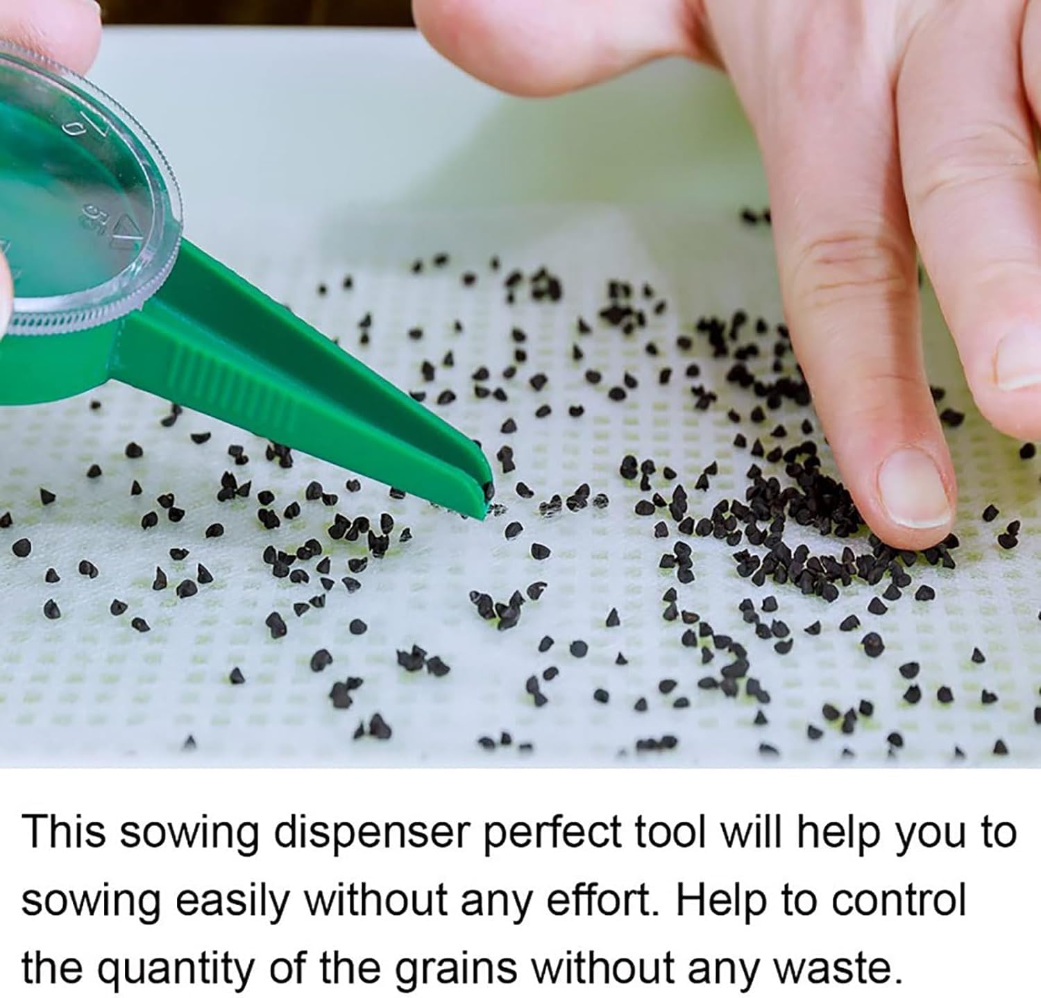 Yomitek plastic seed spreader crafted for durable, reusable garden tools.