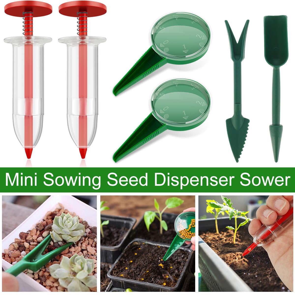 Yomitek set includes six mini seed planters for multi-plot tasks.