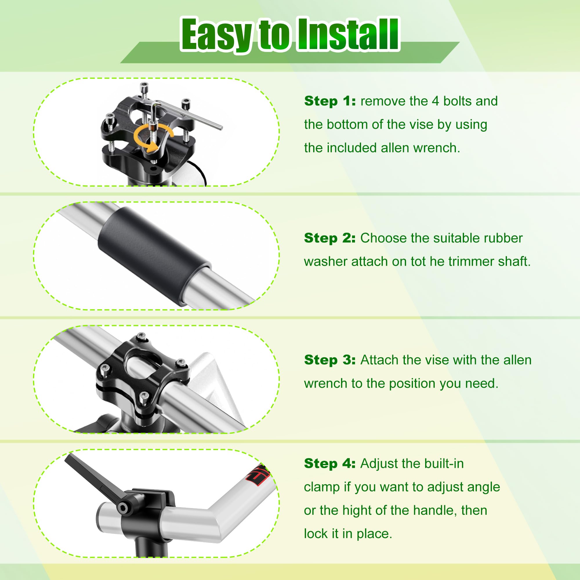 Yomoho clamp-and-vise design enables easy installation and angle customization.