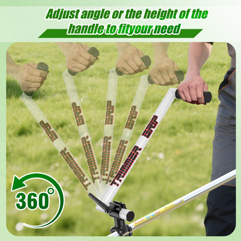 Yomoho ergonomic grip with adjustable angle supports comfortable, upright trimming.