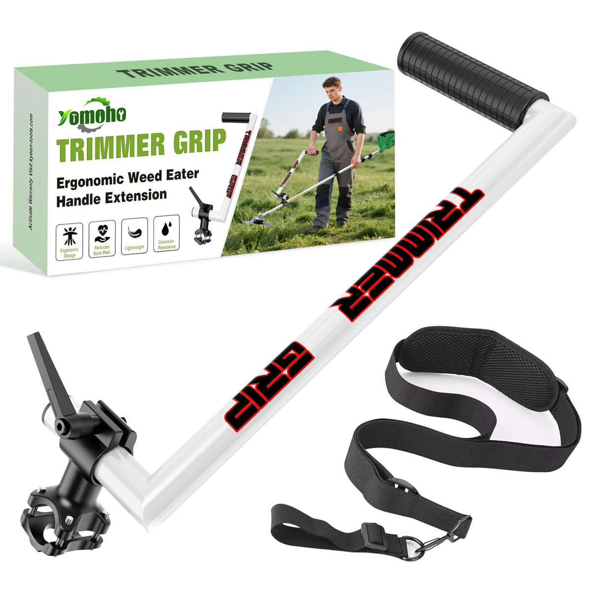 Yomoho upgraded ergonomic trimmer grip for upright trimming and comfort.