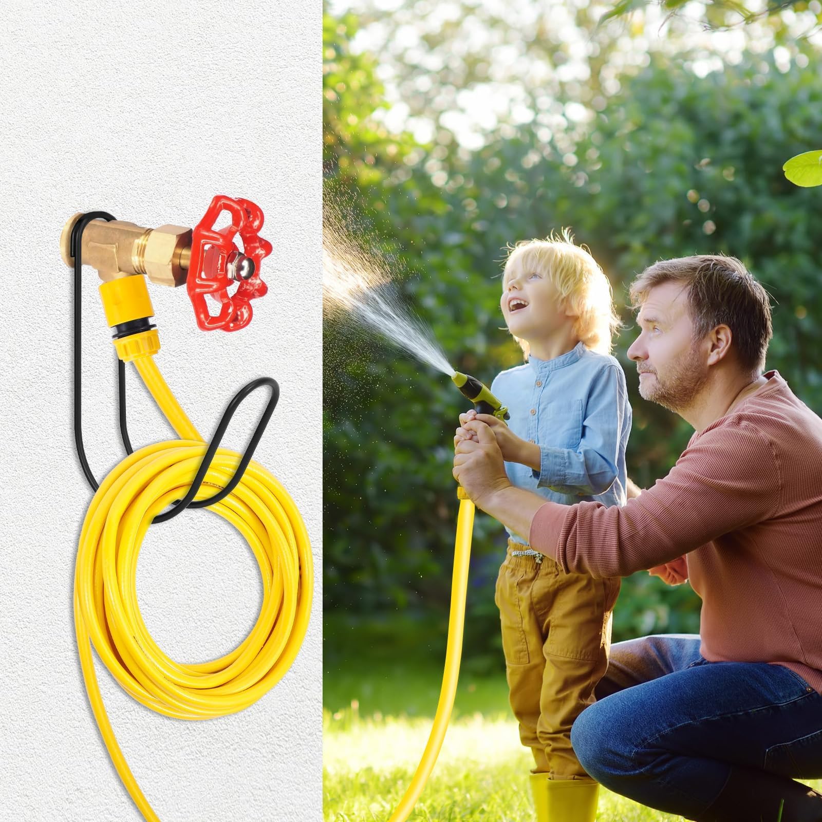 Yoniccal 304 stainless steel hose hook offers rust resistance outdoors.