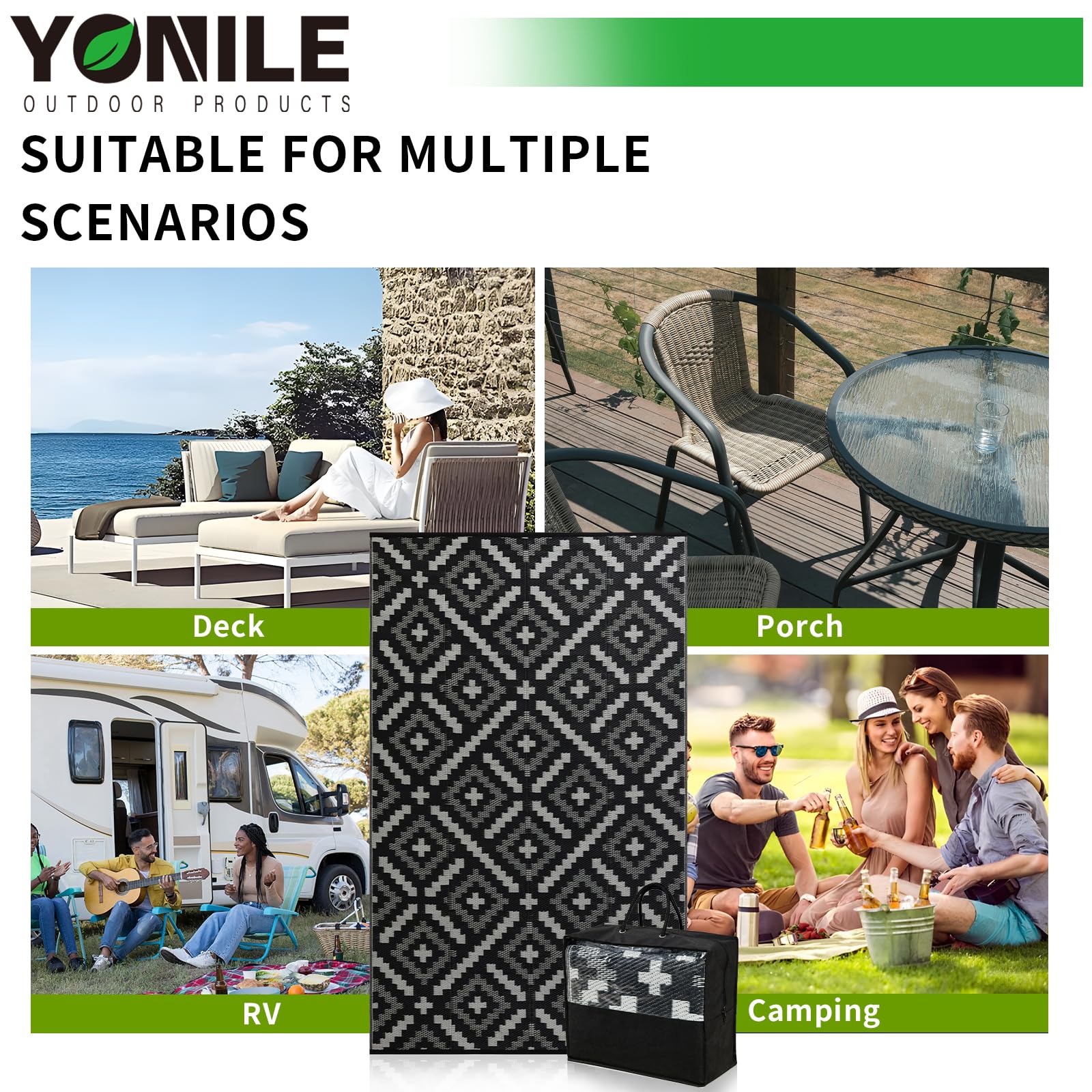 YONILE outdoor rug ideal for patios and camping setups