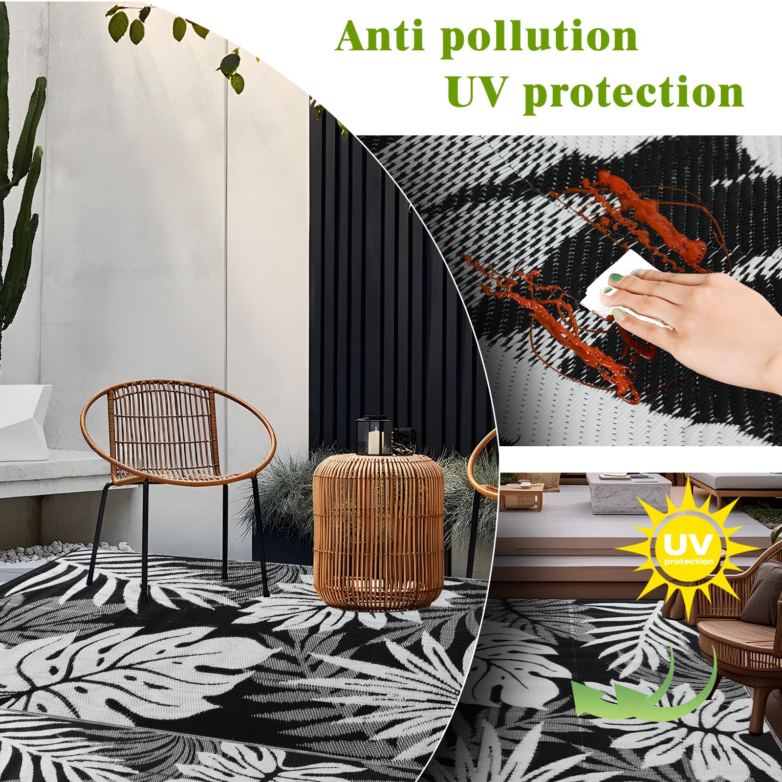 YONILE outdoor rug with storage bag and handles for easy transport