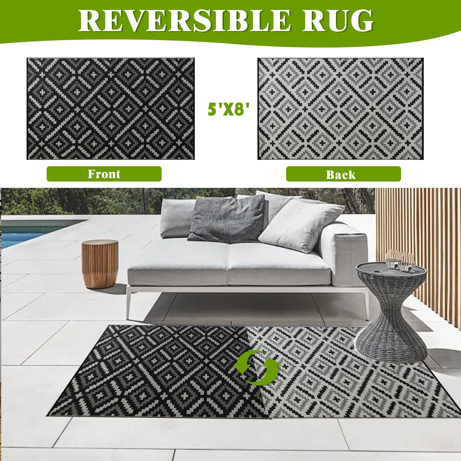 YONILE outdoor rug waterproof-dustproof for rugged outdoor use