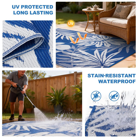 YONILE RV road trip rug demonstrates durability and quick setup for campsite seating.