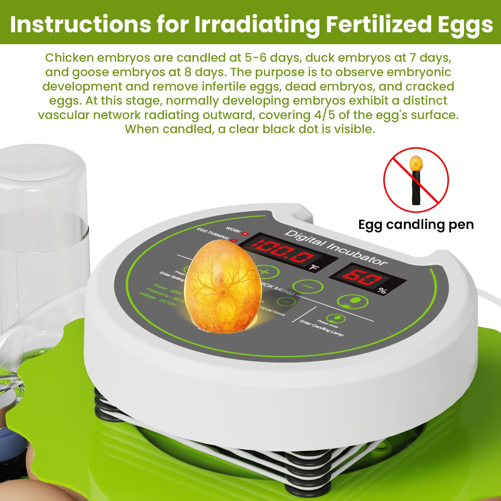 Yonooq automatic turning keeps eggs evenly rotated for healthy embryo development.