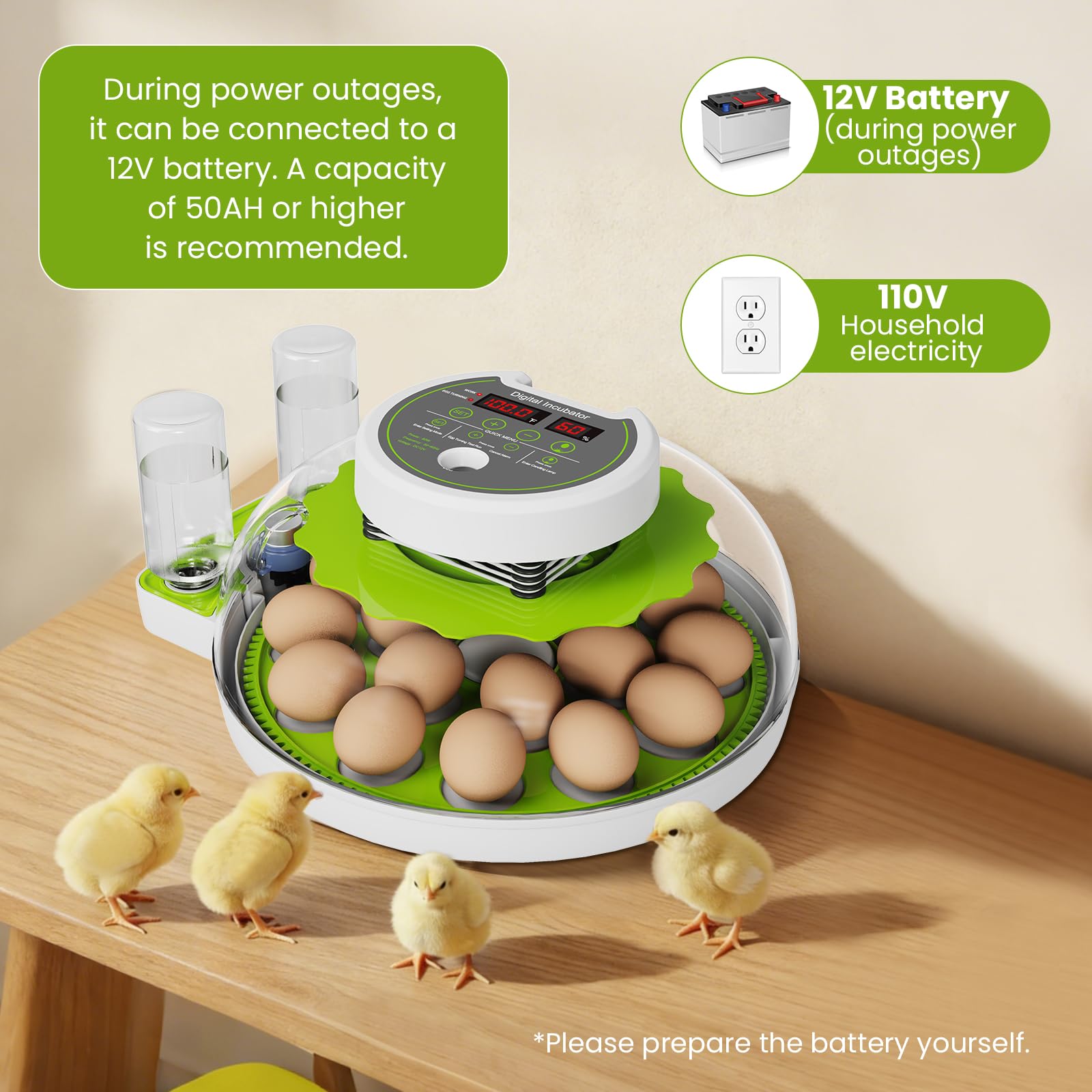 Yonooq built-in LED candler shows fertility clearly for selective candling.