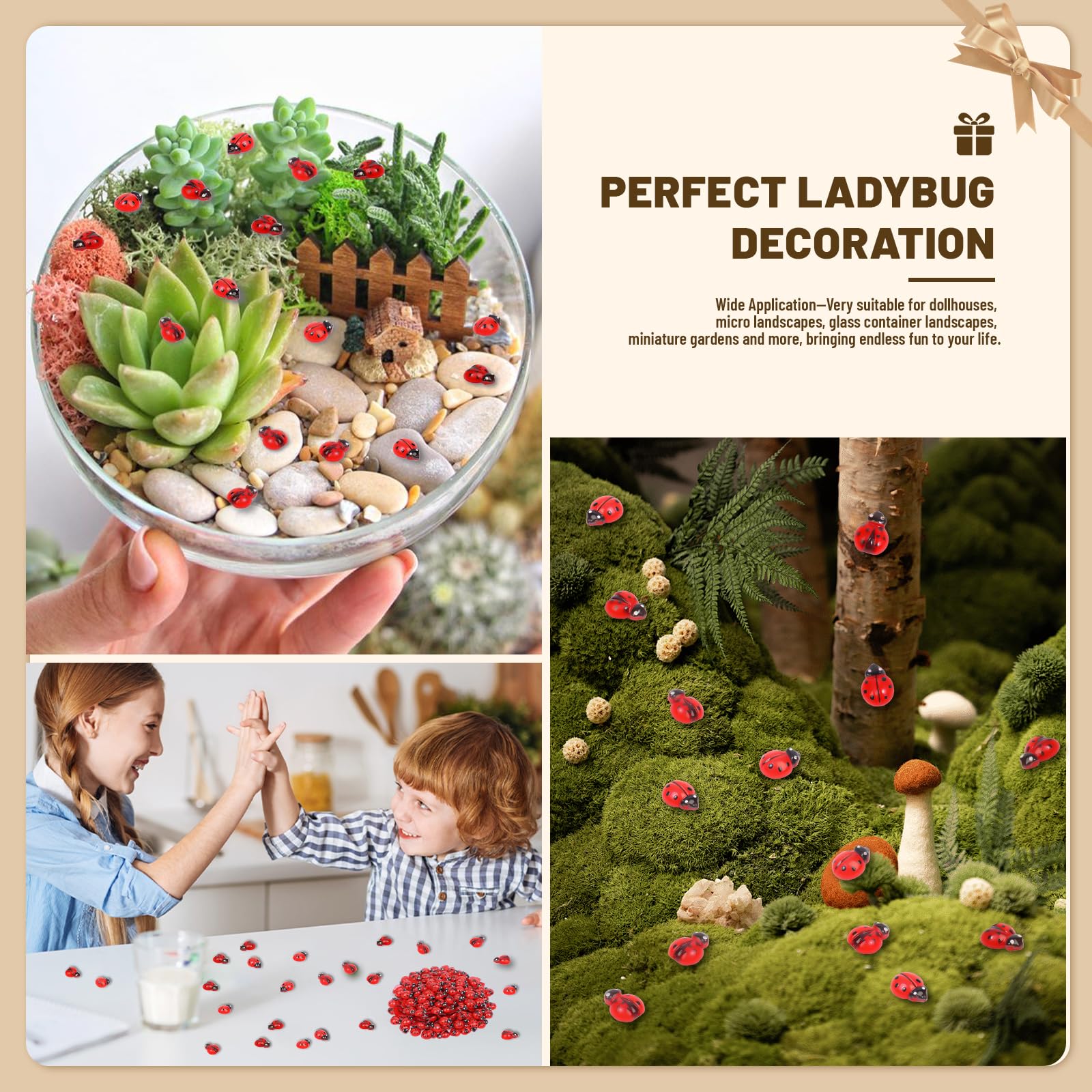 Yonseng glow-ladybug mini in terrarium decor adds glow