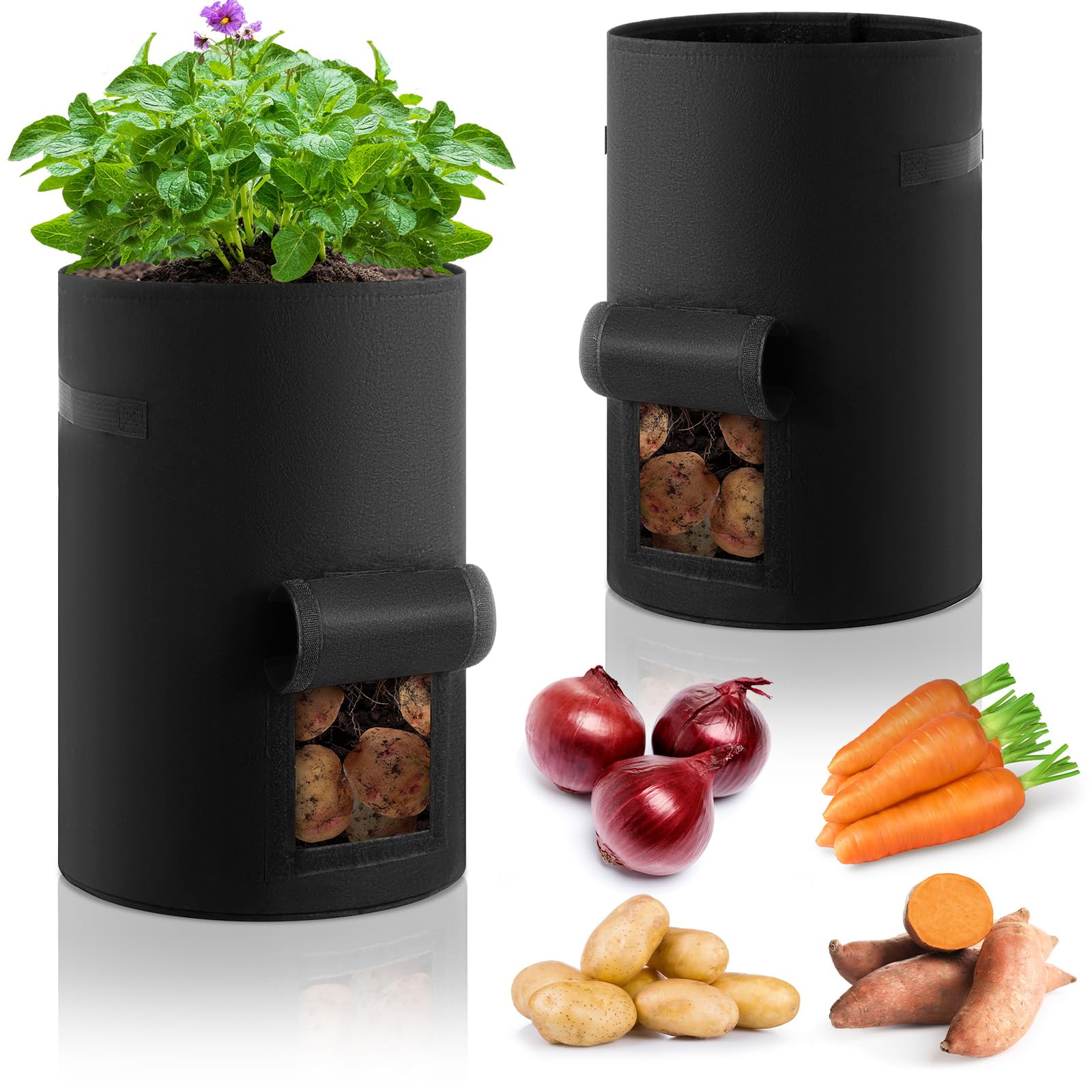 Yoojahow 30-gallon potato bag with harvest window for easy checks.