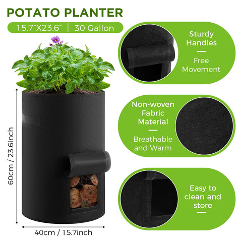 Yoojahow breathable 300g felt grow bag promotes airflow and healthy roots.