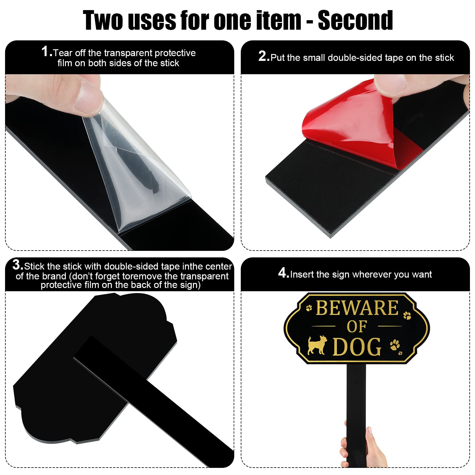 Yookeer beware of dog sign with adhesive included for quick, level mounting