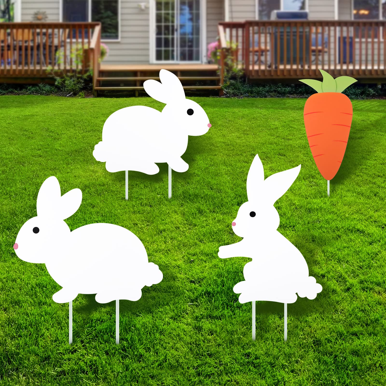 Yookeer Easter bunny yard sign set of 4 for festive outdoor decoration