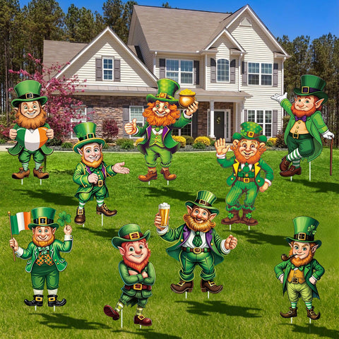 Yookeer leprechaun yard sign enhances outdoor curb appeal for St Patrick's Day