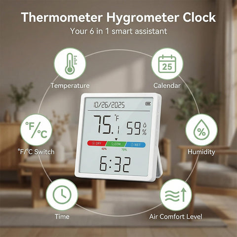 YOOLANSA air comfort indicator shows dry, comfort, or wet conditions at a glance.