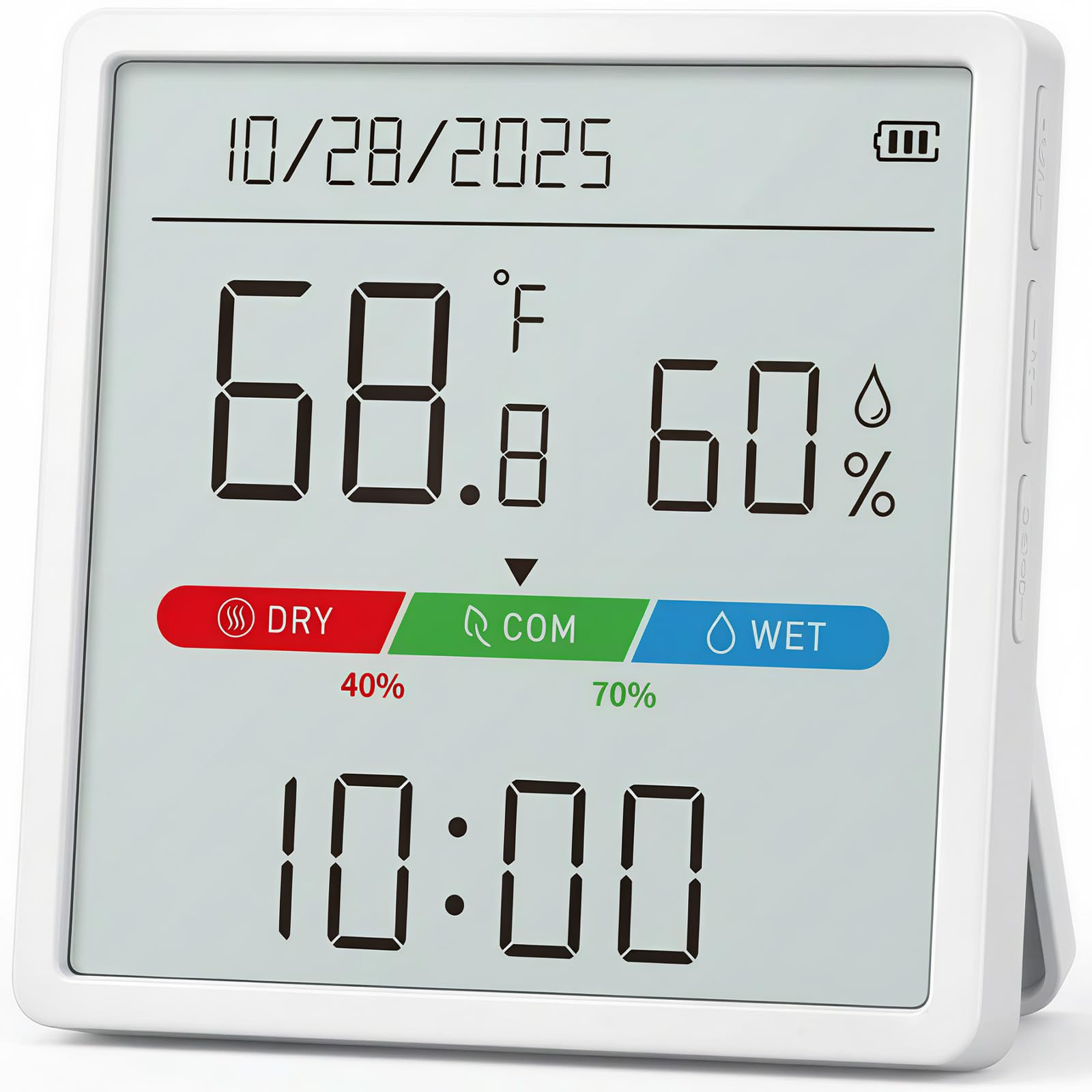 YOOLANSA indoor thermometer hygrometer with four-point-four-inch display for quick room monitoring.
