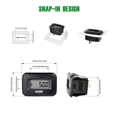 YOOREAL hour meter supports DC 5-60V for diverse machines.