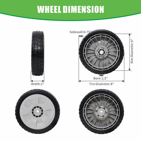 Yooumine front wheel close-up shows rugged tread for durability.