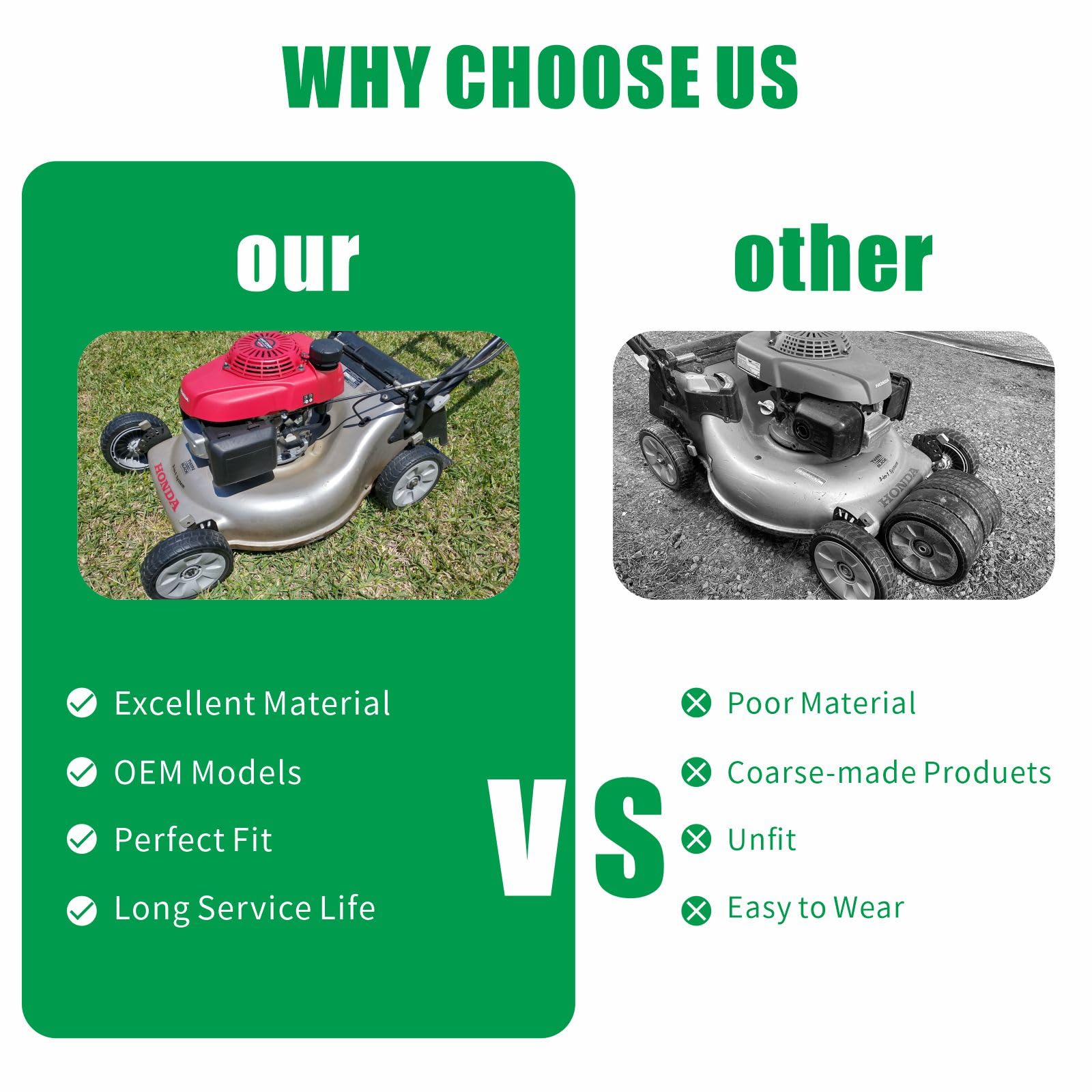 Yooumine installation guide image demonstrates quick wheel replacement steps.