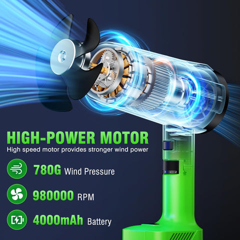 YOOVL turbo wind 60m/s demonstrates powerful debris clearing capability.