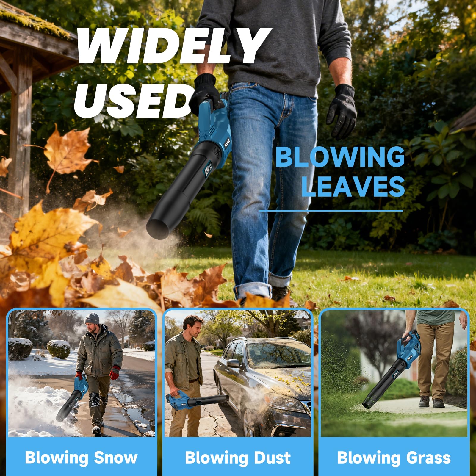 YOOVL packaging shows complete cordless leaf blower kit