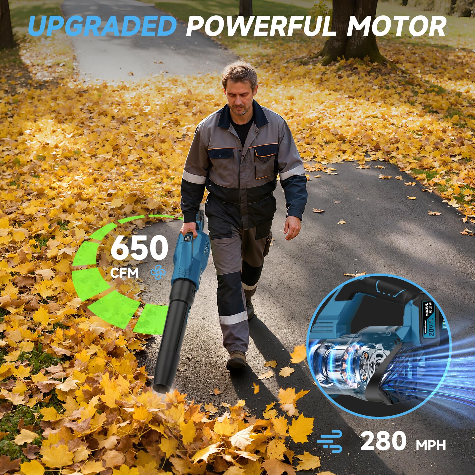 Two 20V 5.2Ah batteries powering extended outdoor work with YOOVL