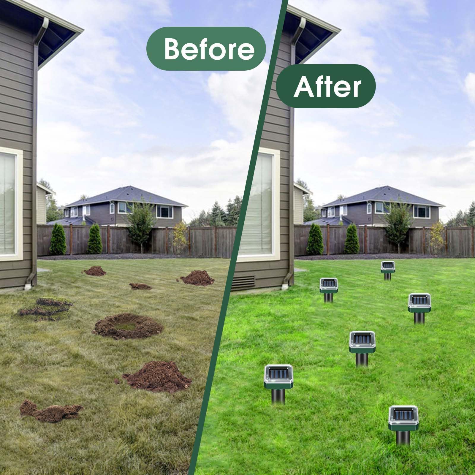 Yooyhhome ultrasonic pulse deters moles and gophers in lawns