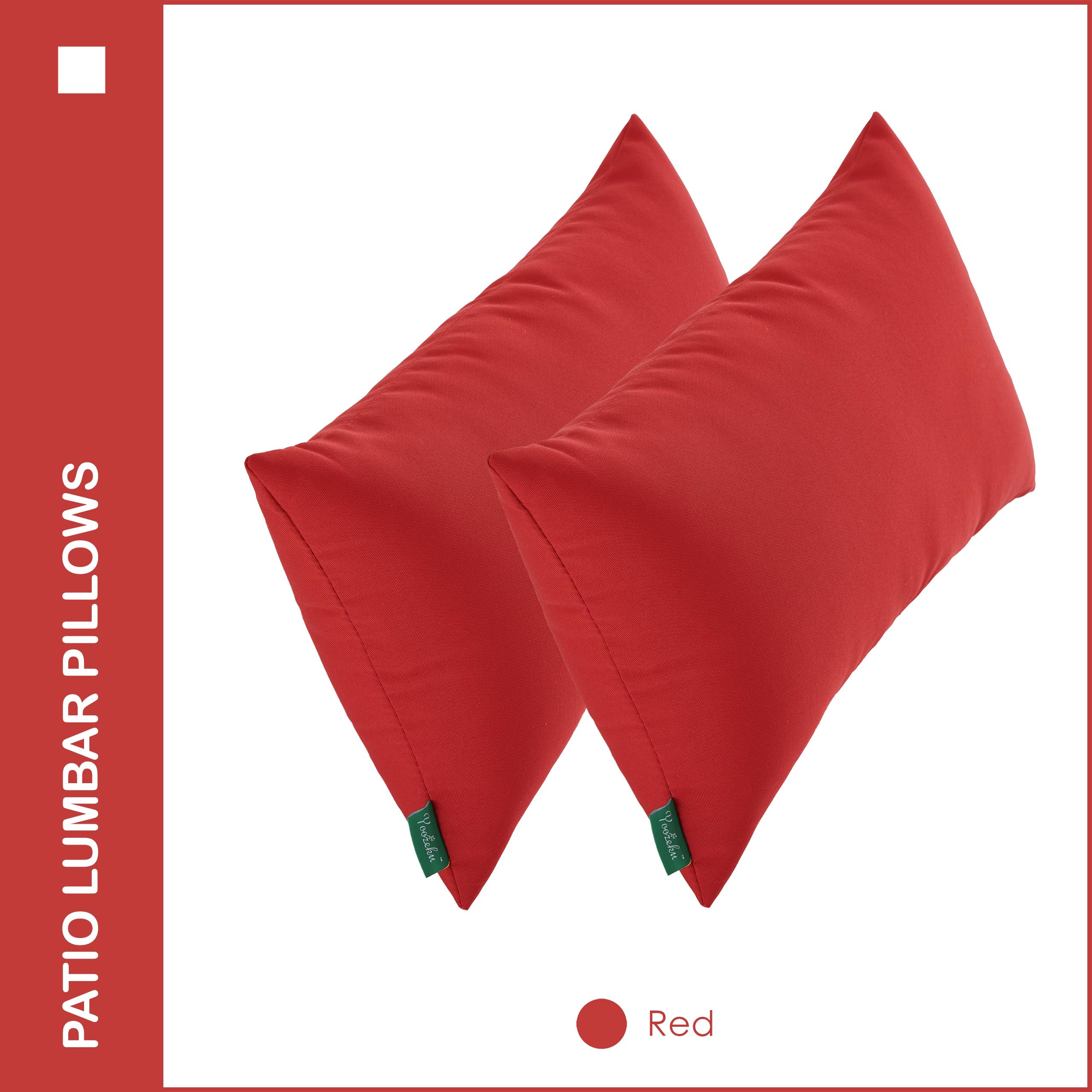 YOOZEKU outdoor pillow on patio furniture, waterproof red design.