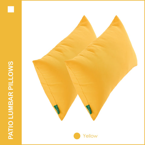 YOOZEKU outdoor-yellow-lumbar-pillow highlights the color and cushiony feel.