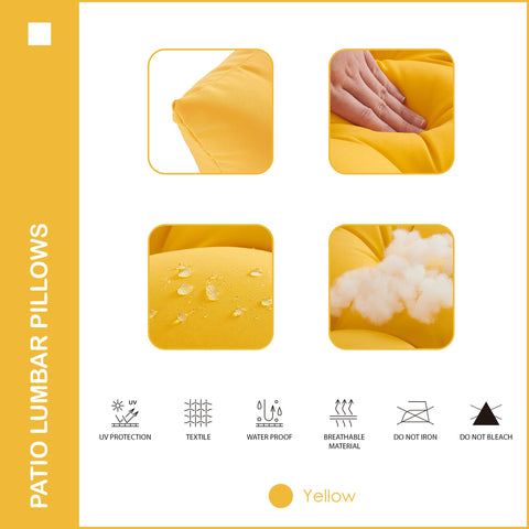 YOOZEKU 12x20-inch yellow lumbar pillow enhances balcony furniture with style.