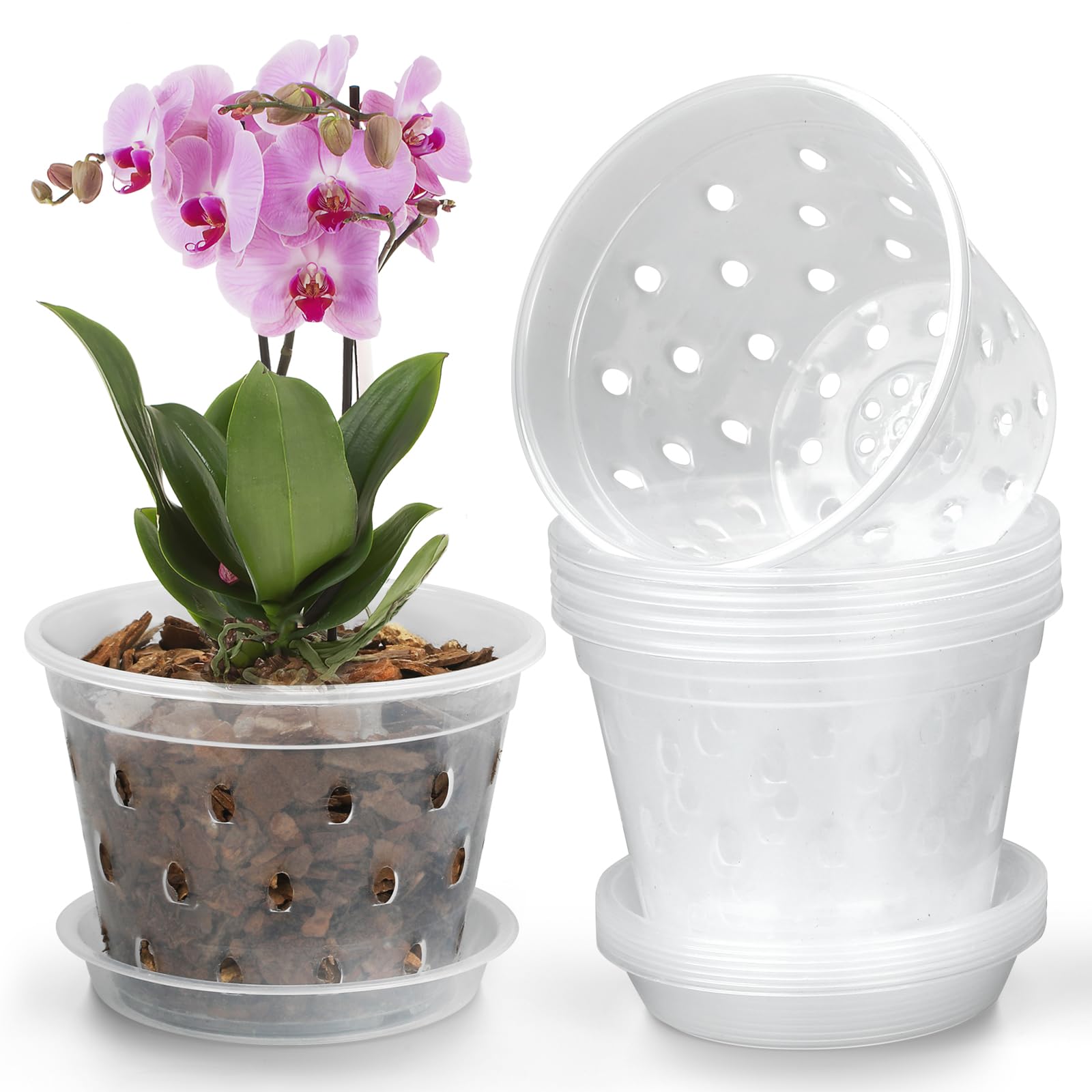 YOPIKUU Orchid Pot 3in top view shows clear root visibility and light access