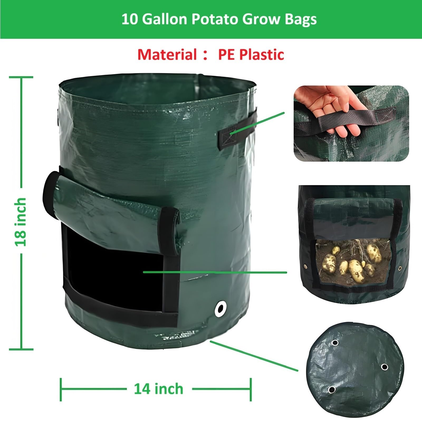 YOQXHY grow bags featuring handles and an access flap for easy transport.
