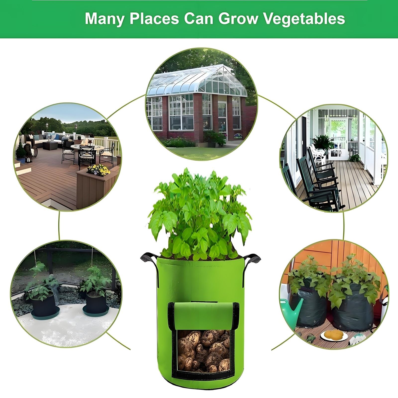 YOQXHY 5-pack compact grow bags for small-space gardens.