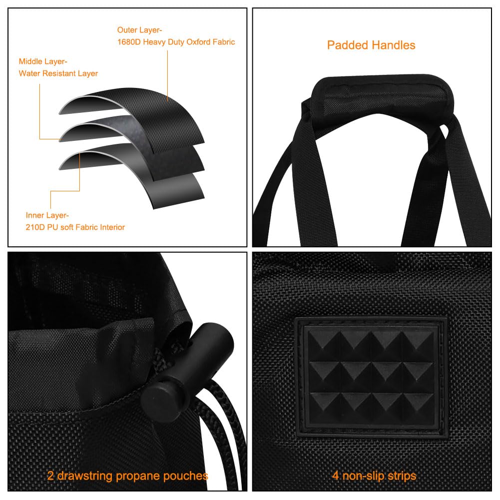 Yorkenbe portable heater bag padded handles offer comfortable carrying.