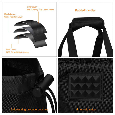 Yorkenbe portable heater bag padded handles offer comfortable carrying.