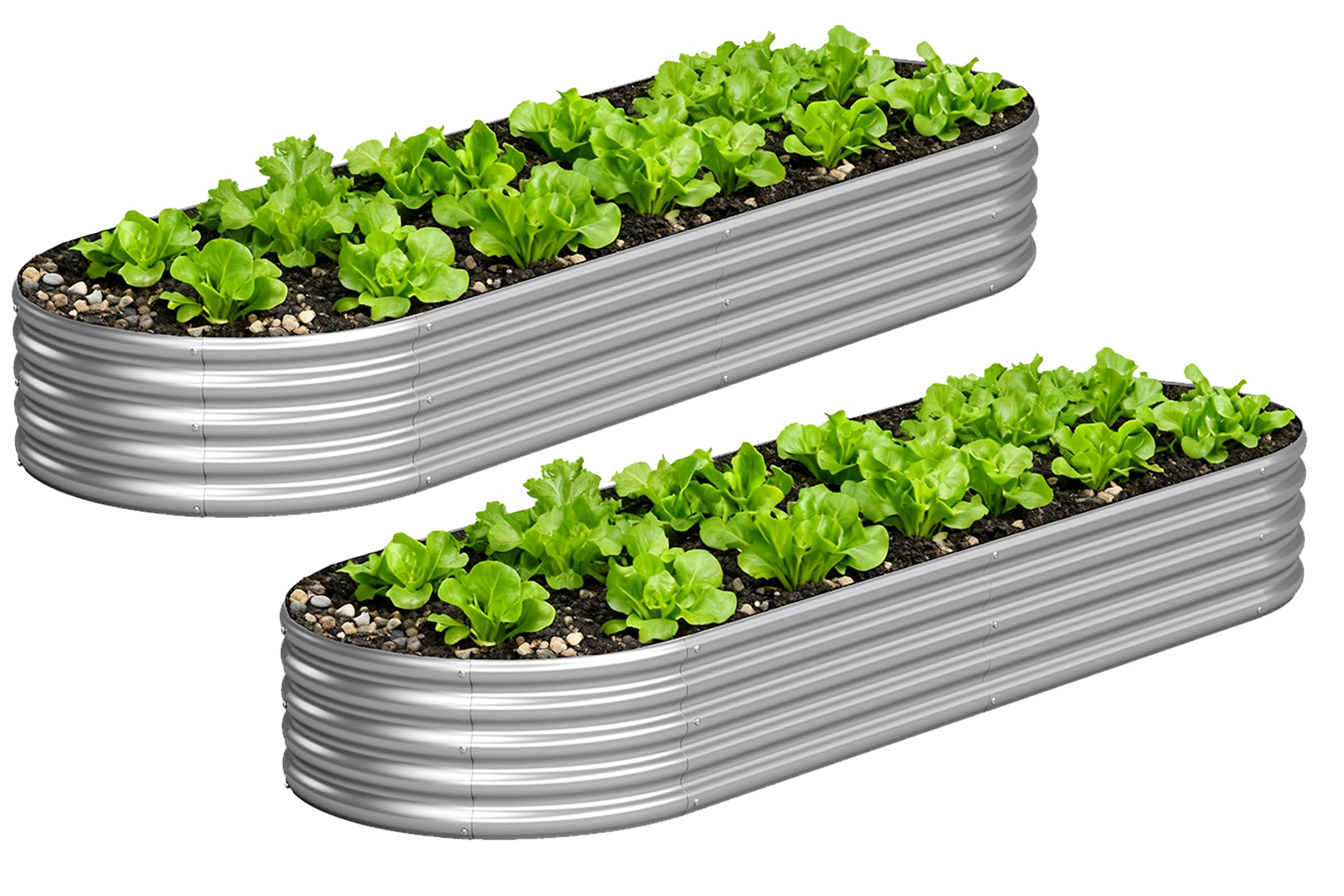 Yortrek galvanized raised bed kit in assembly view, showcasing durability for year-round outdoor gardening.