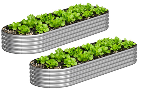 Yortrek galvanized raised bed kit in assembly view, showcasing durability for year-round outdoor gardening.