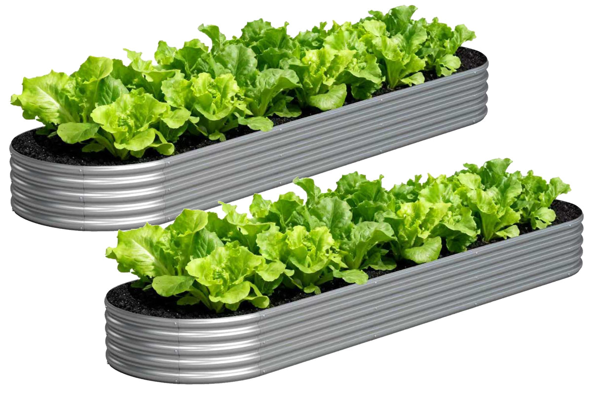 Yortrek raised garden bed with oval galvanized frame for durable outdoor planting.