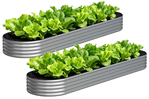 Yortrek raised garden bed with oval galvanized frame for durable outdoor planting.