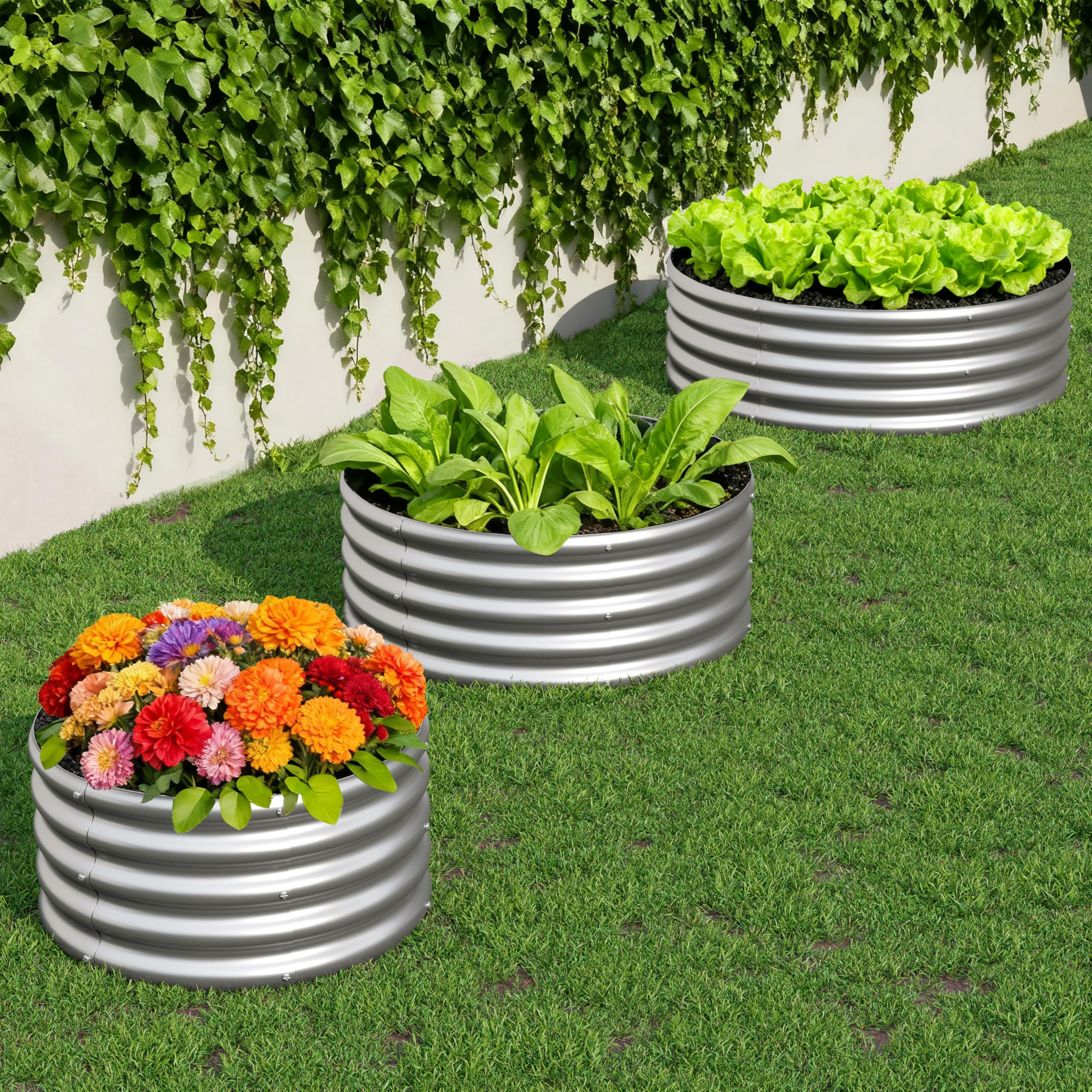 Yortrek garden bed illustrates growing vegetables, herbs, and flowers together.