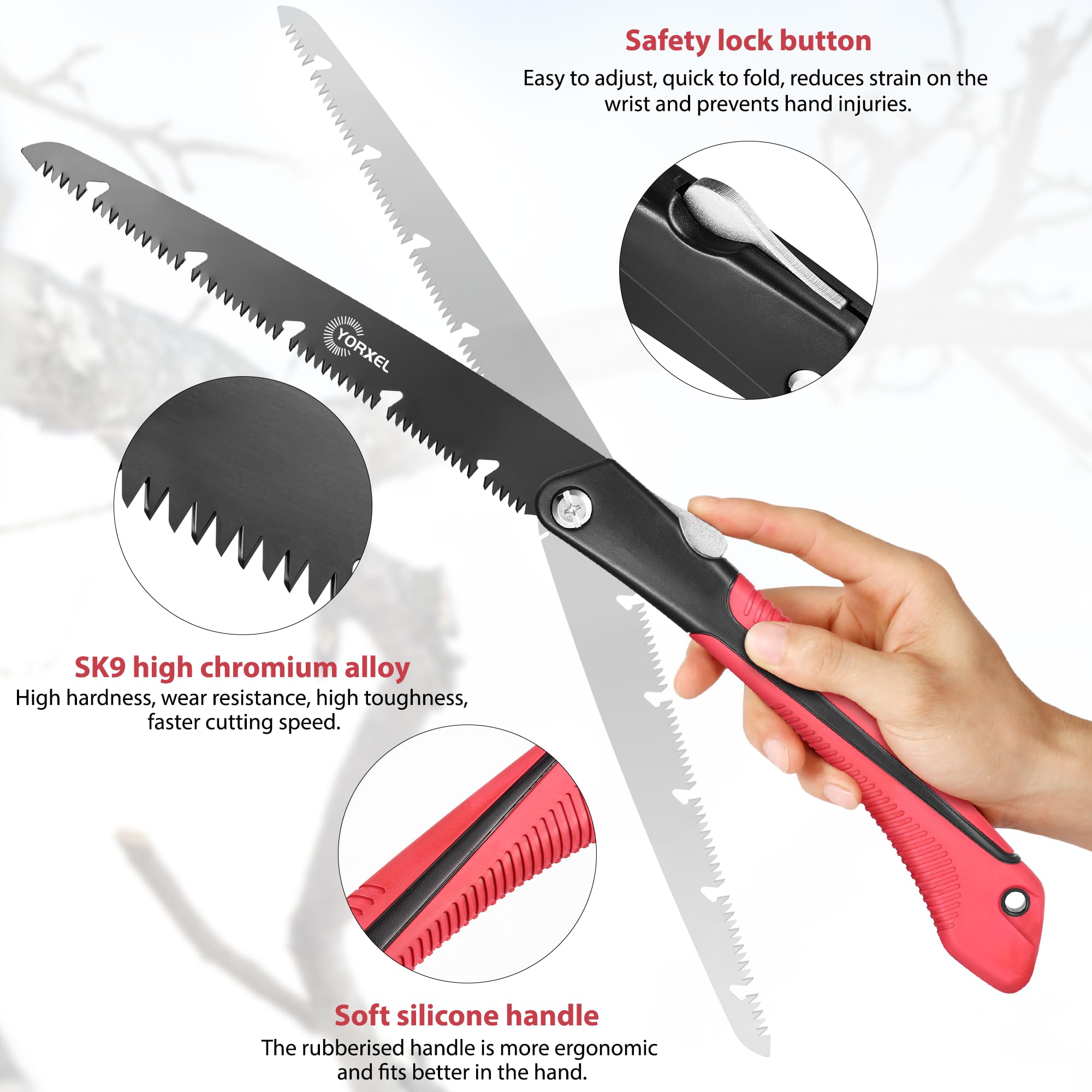 YORXEL folding saw chip evacuation system keeps debris moving freely.