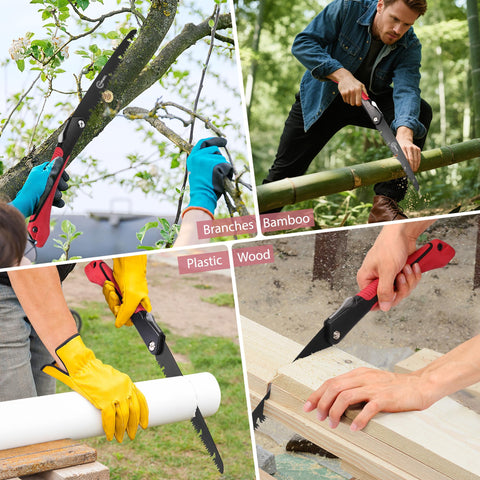 YORXEL folding saw compact design fits backpacks and belts.