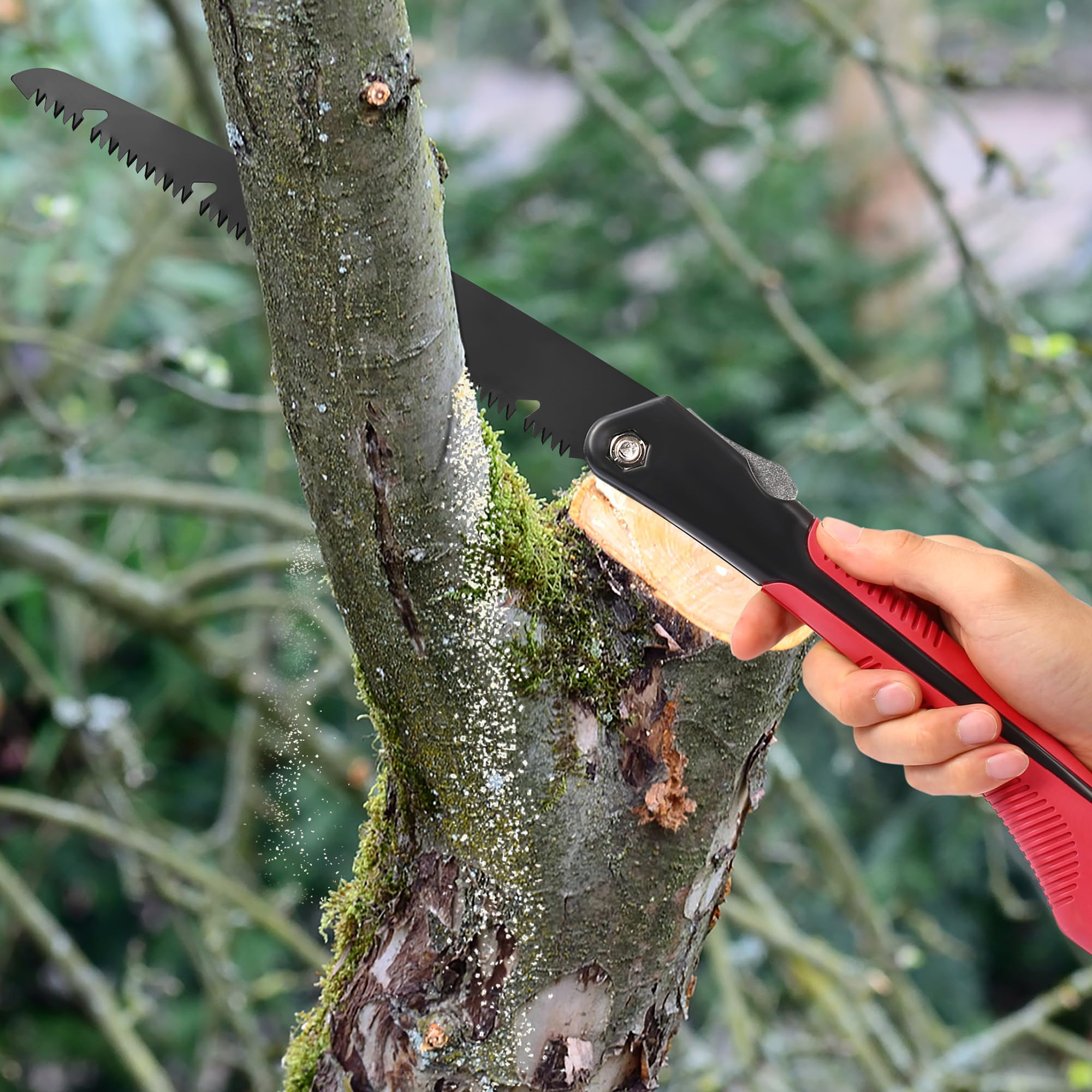 YORXEL folding saw versatile for garden and camping tasks.